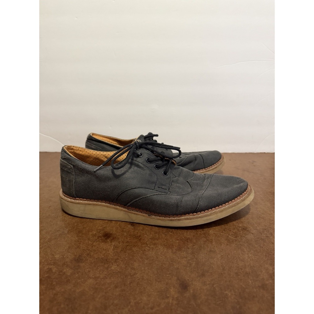 TOMS 140914 Mens Gray Canvas Derby Oxfords Wingtip Cap Toe Shoes Size 11 M